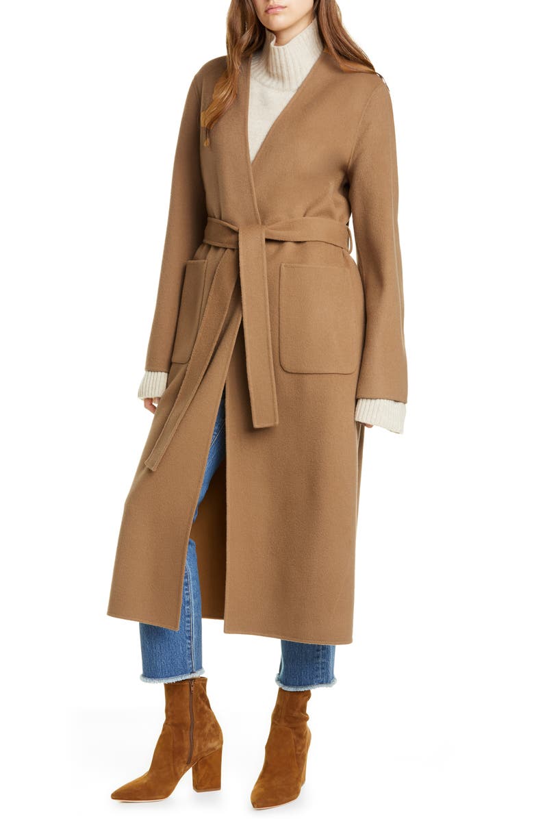 FRAME Bell Double Face Wool & Cashmere Wrap Coat, Alternate, color, 