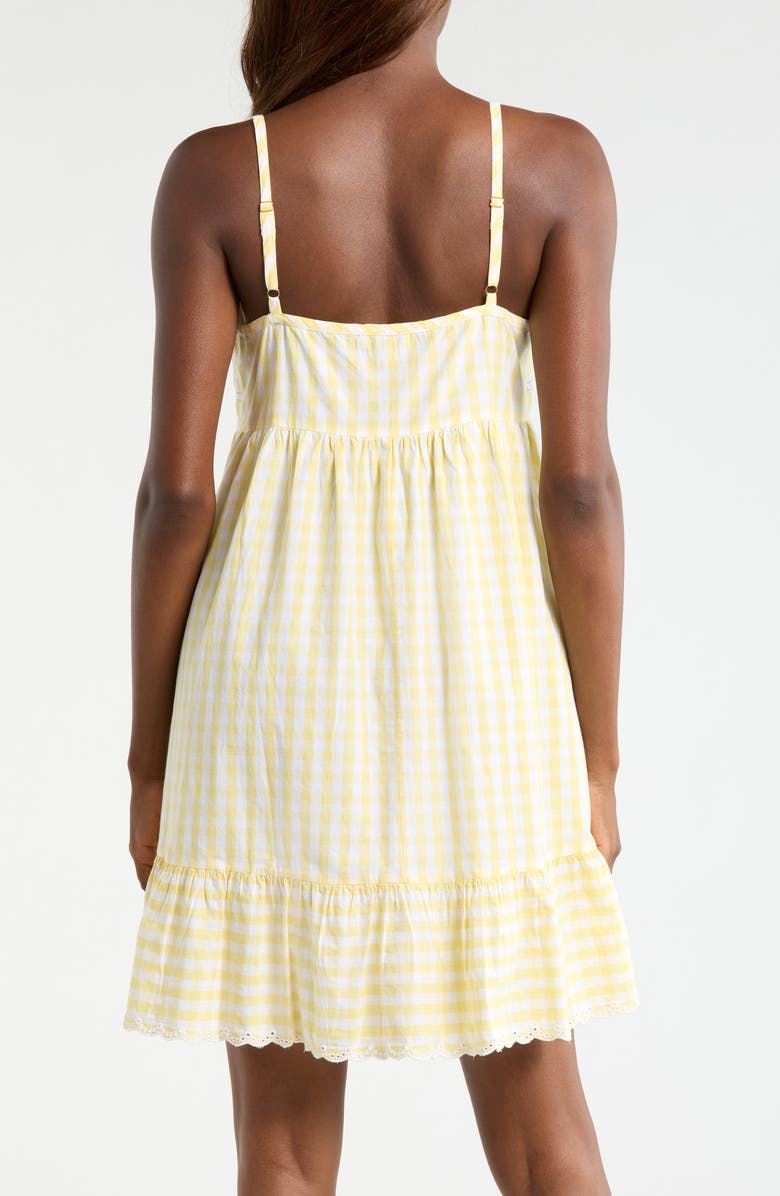Nordstrom Cotton Gingham Chemise, Alternate, color, White- Yellow Flan Gingham