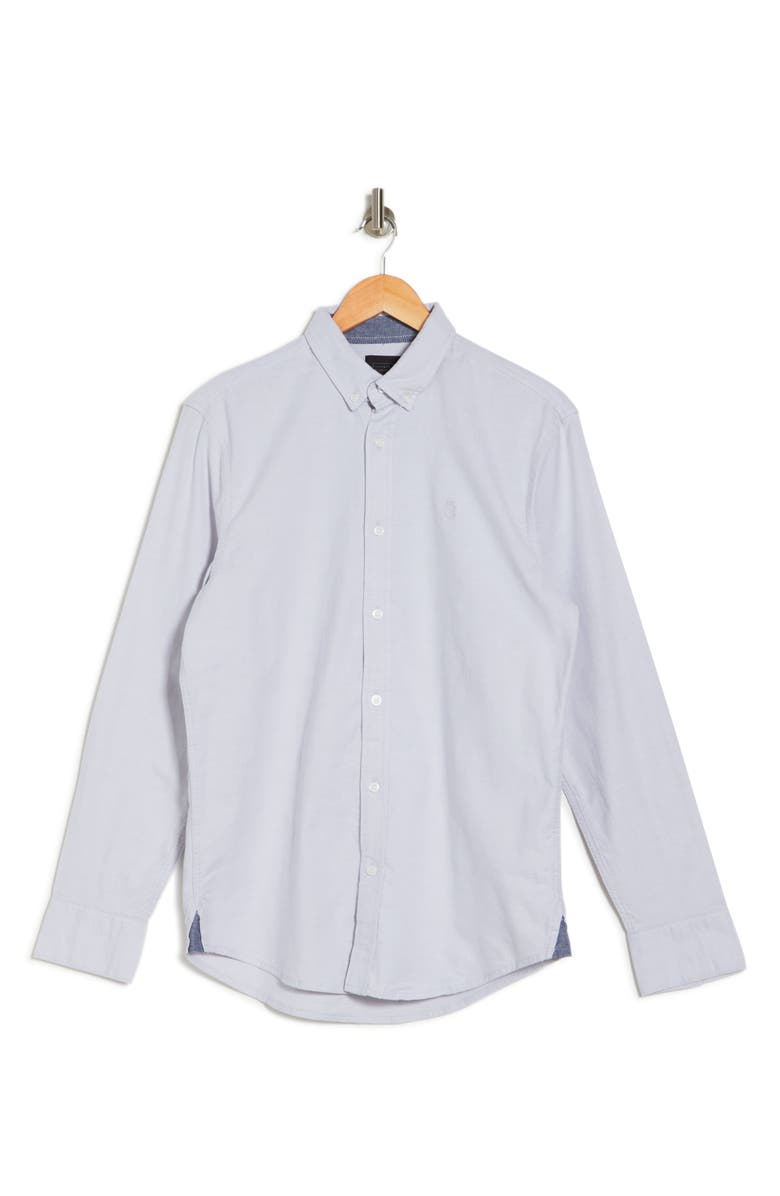 14th & Union Stretch Cotton Oxford Button-Down Shirt, Alternate, color, Grey Silk- White Oxford