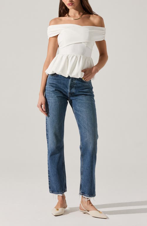 Astr The Label Tennille Off The Shoulder Peplum Top In White