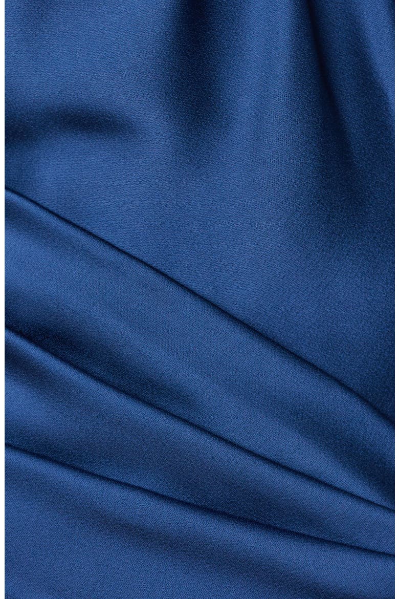 One-Shoulder Crepe Back Satin Gown, Alternate, color, NAVY
