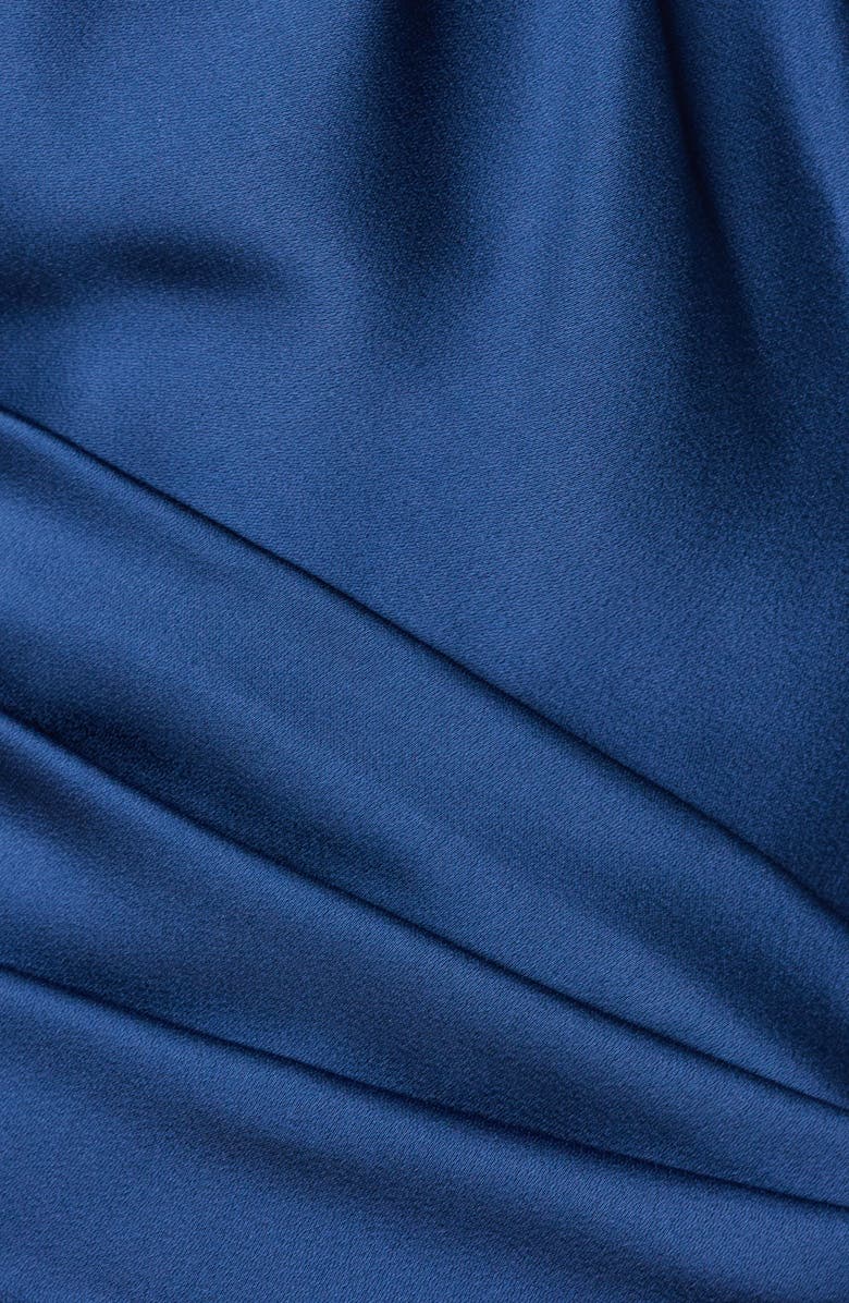 Aidan Mattox One-Shoulder Crepe Back Satin Gown, Alternate, color, Navy