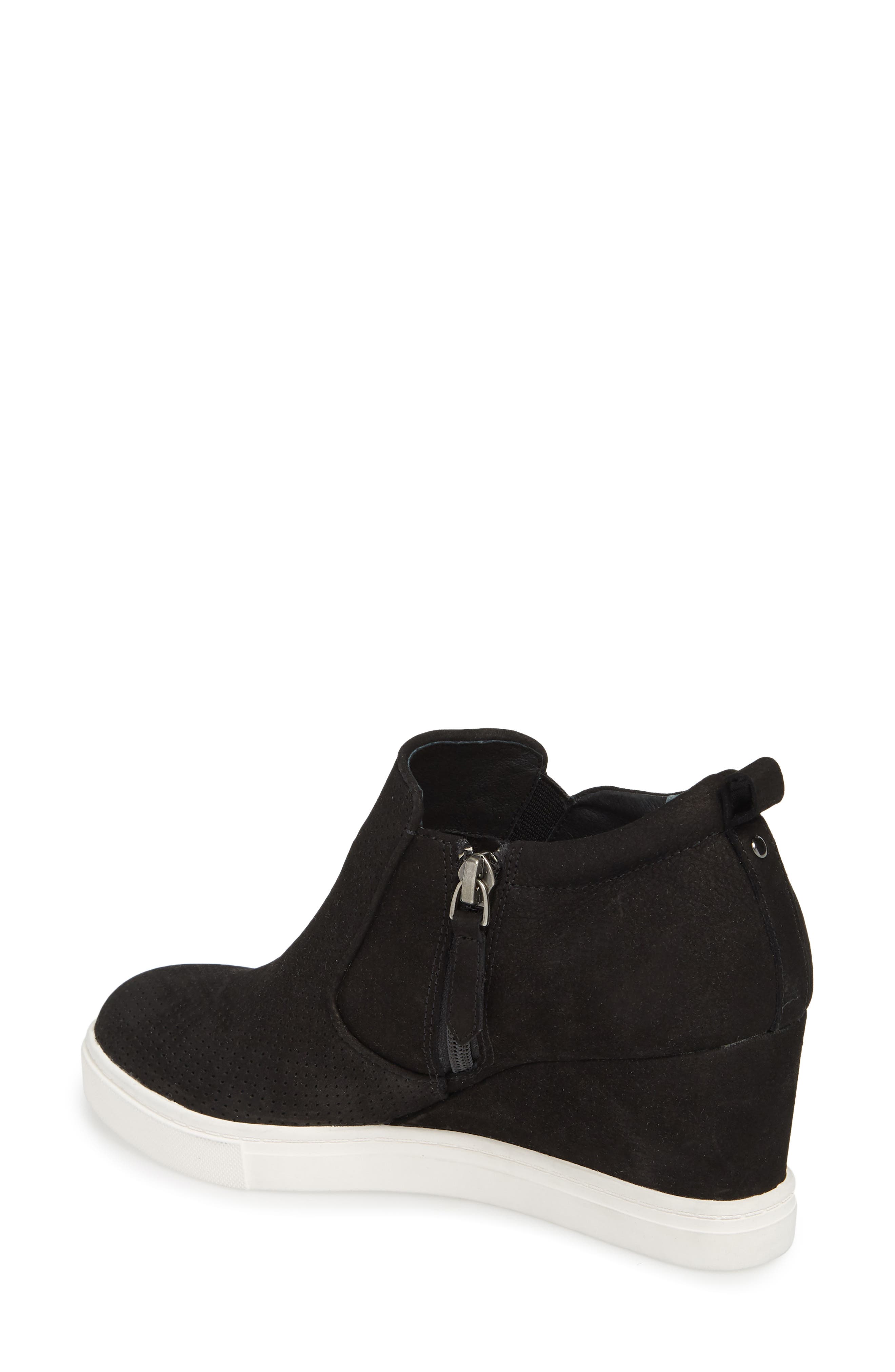 Aiden Wedge Sneaker, Alternate, color, BLACK PERFORATED LEATHER