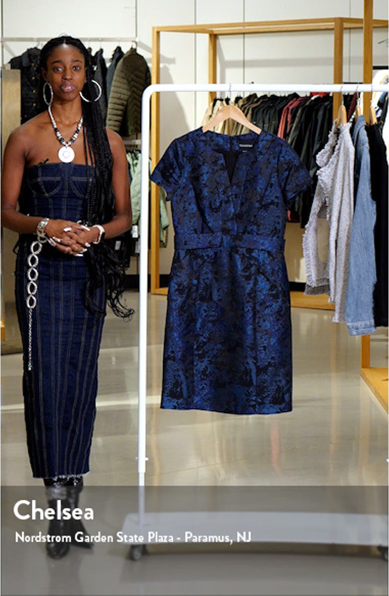 Jacquard Bow Sheath Cocktail Dress, sales video thumbnail