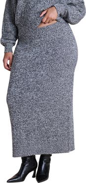 ELOQUII Marled Sweater Midi Skirt (plus)