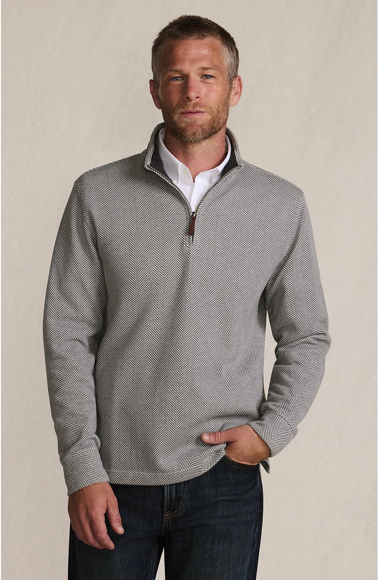 Lands' End Bedford Rib Casual Quarter Zip Sweater, Main, color, Charcoal Heather Herringbone