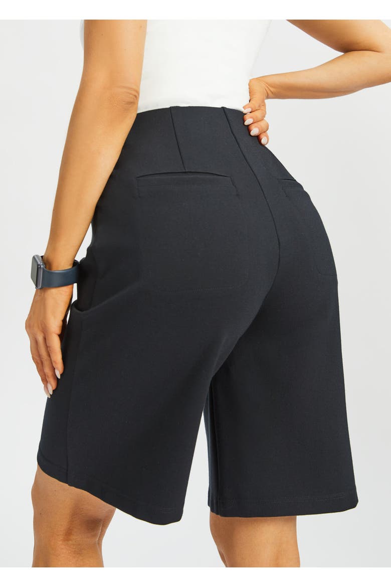 Atlantic Wide Leg Bermuda Shorts Stretch Ponte, Alternate, color, Black