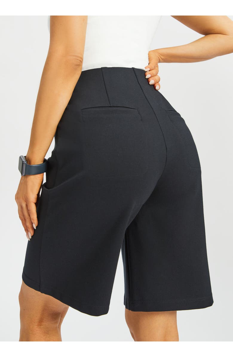 Betabrand Atlantic Wide Leg Bermuda Shorts Stretch Ponte, Alternate, color, Black