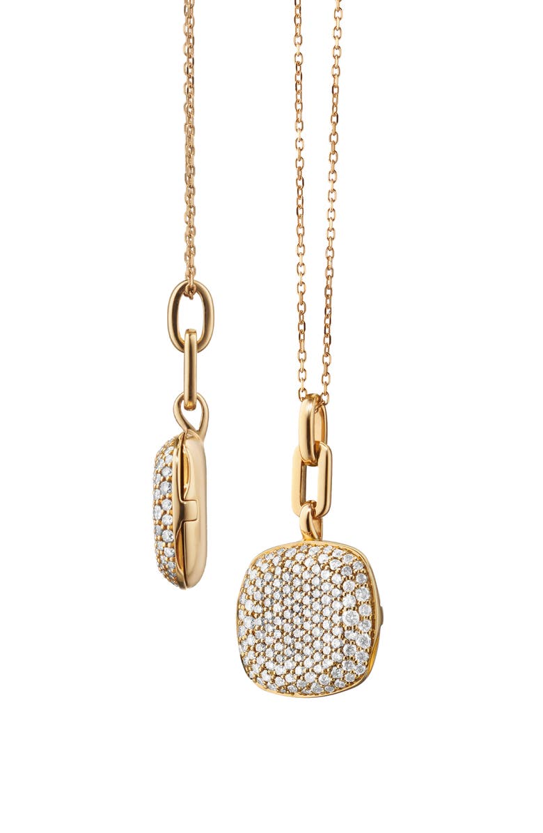 Monica Rich Kosann Rae Slim Diamond Square Locket Necklace, Main, color, Gold
