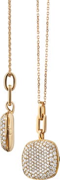 Monica Rich Kosann Rae Slim Diamond Square Locket Necklace