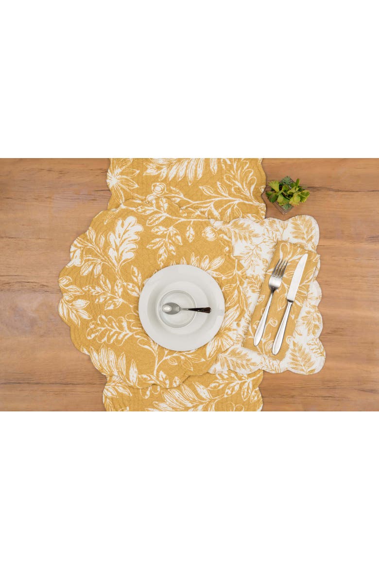 Everview Gold Botanical 100% Cotton Set of 6 Cloth Napkins, Alternate, color, Gold