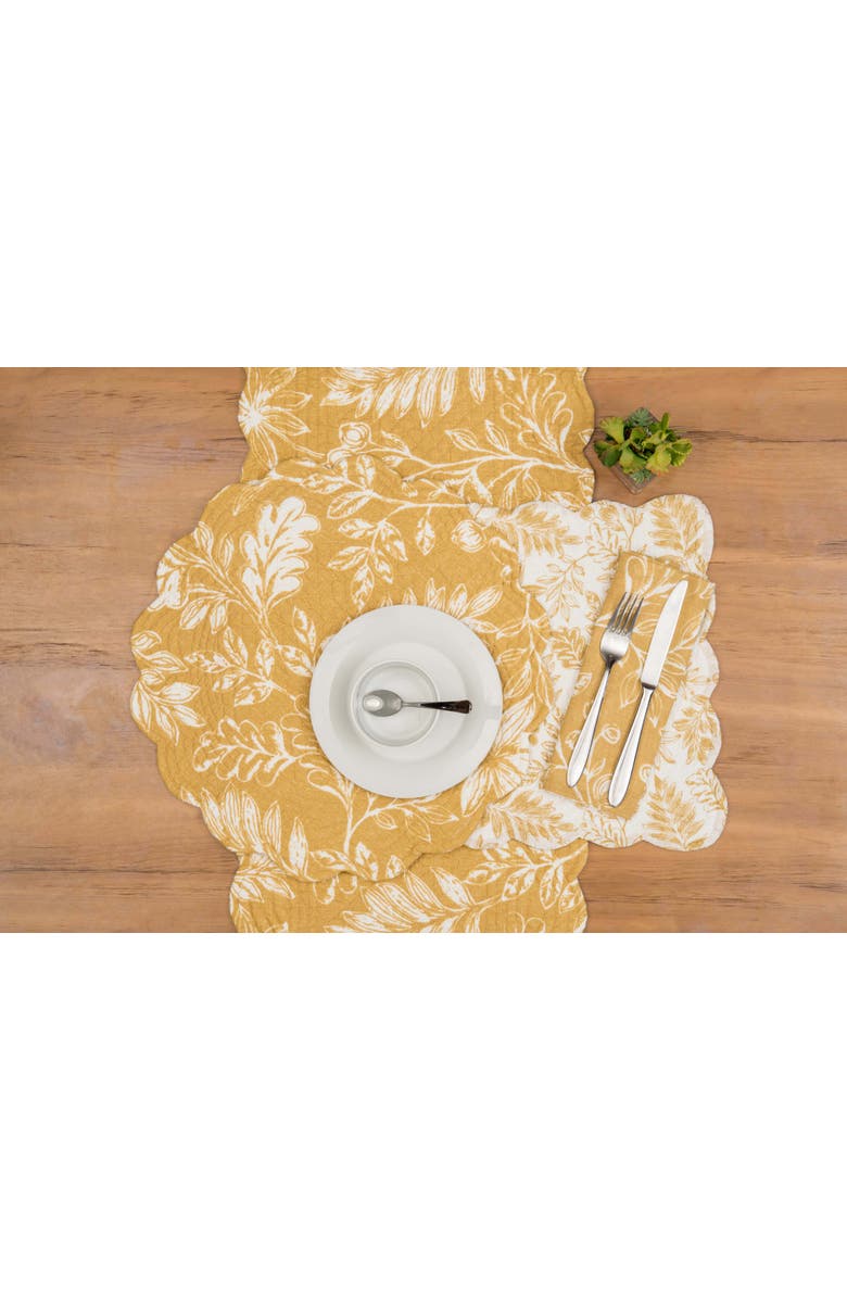 C&F Home Everview Gold Botanical 100% Cotton Set of 6 Cloth Napkins, Alternate, color, Gold