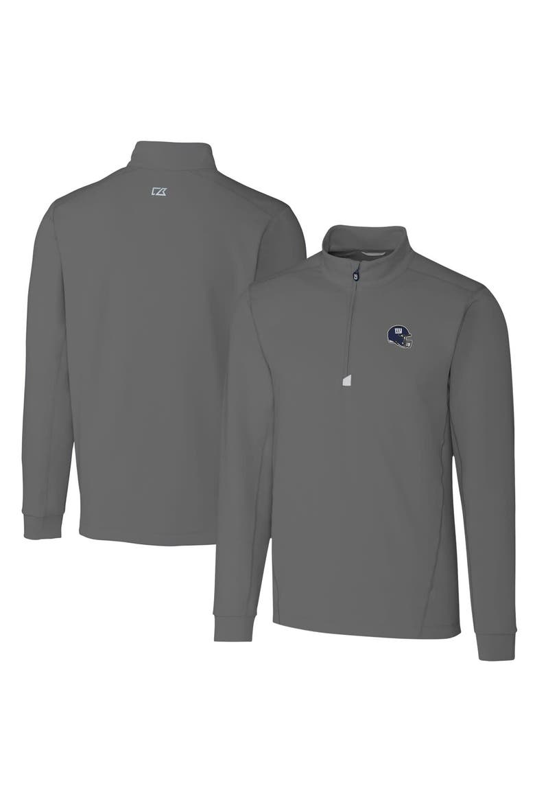 Men's Cutter & Buck  Gray New York Giants Helmet Traverse Stretch Quarter-Zip Pullover Top, Alternate, color, Gray