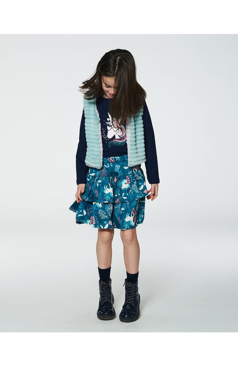 Deux par Deux Little Girl's Organic Cotton T-Shirt With Print Navy, Alternate, color, 