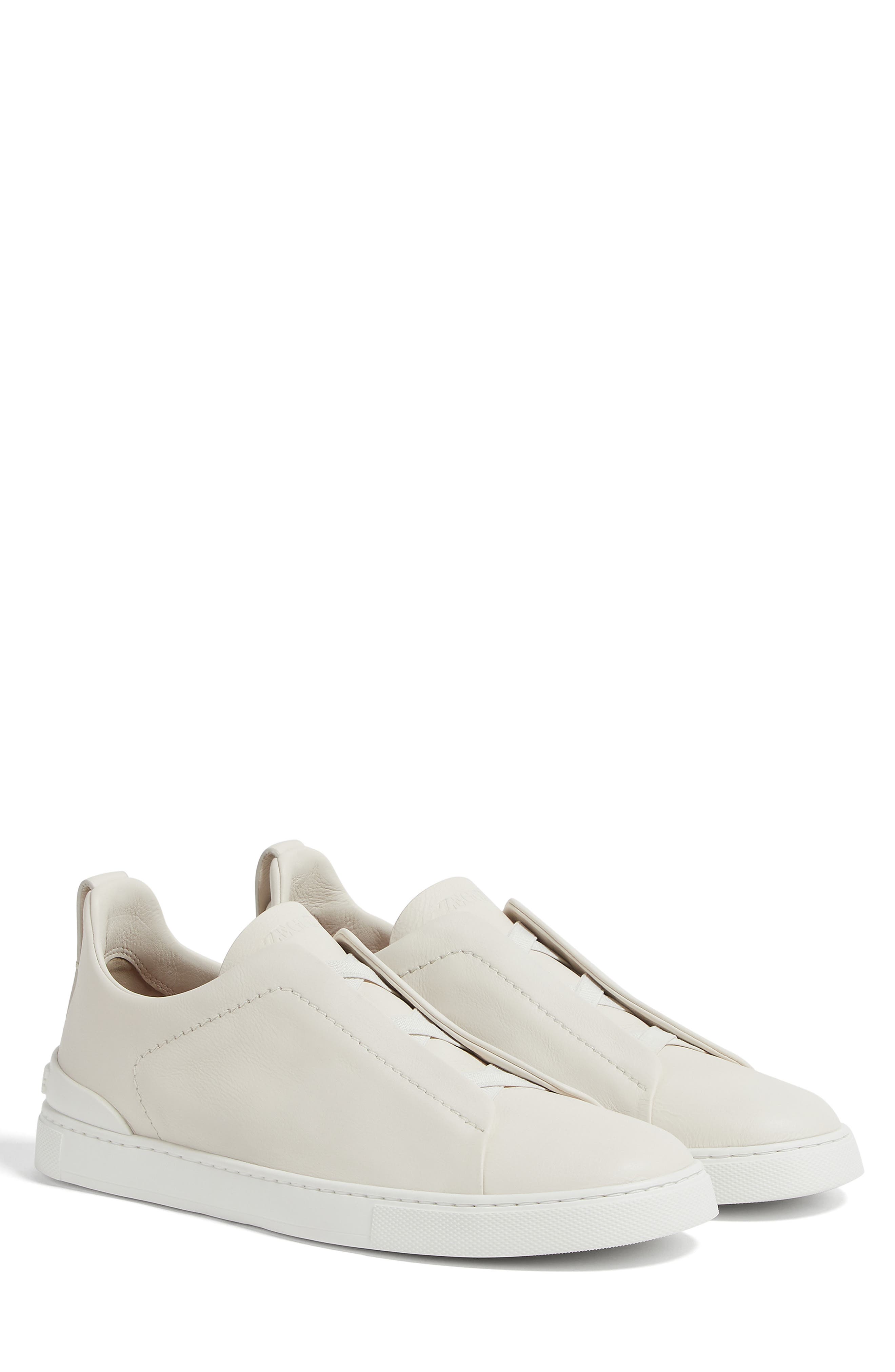 ZEGNA White Triple Stitch<sup>™</sup> SECONDSKIN Low Top Sneaker, Main, color, 