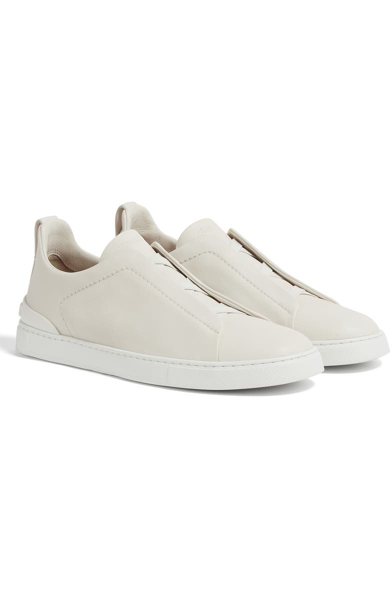 ZEGNA White Triple Stitch<sup>™</sup> SECONDSKIN Low Top Sneaker, Main, color,