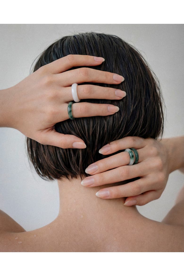 Tee White jade ring, Alternate, color, White