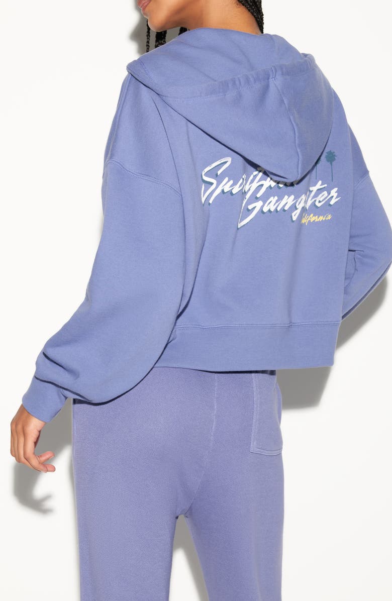 Spiritual Gangster Palm Roxbury Cotton Graphic Zip-Up Hoodie, Alternate, color, Wisteria