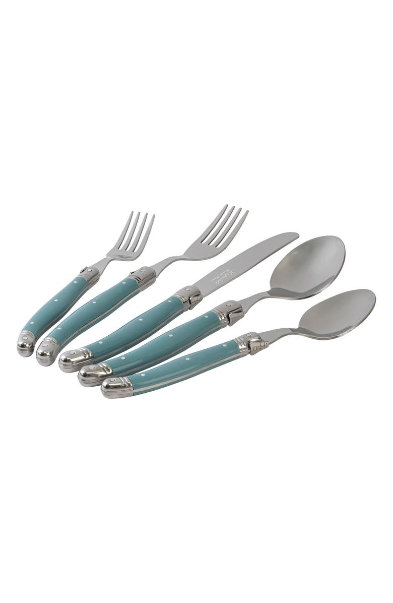 FRENCH HOME Laguiole 20-Piece Flatware Set, Alternate, color, Teal