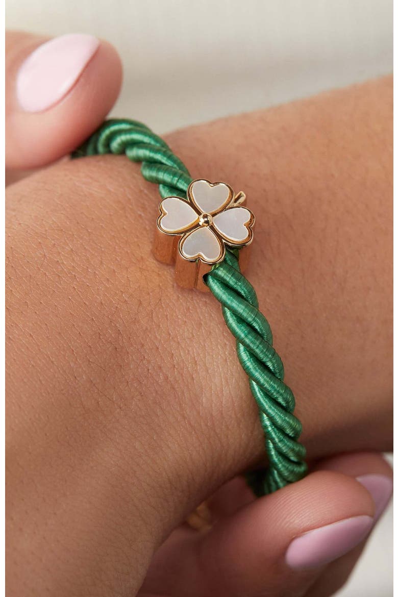 Four Leaf Clover Cord Bracelet, Alternate, color, Green