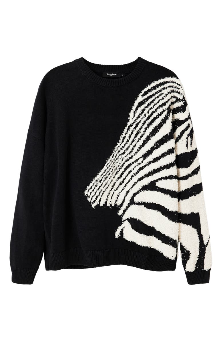 Desigual Guadalquivir Zebra Pattern Sweater, Alternate, color, 