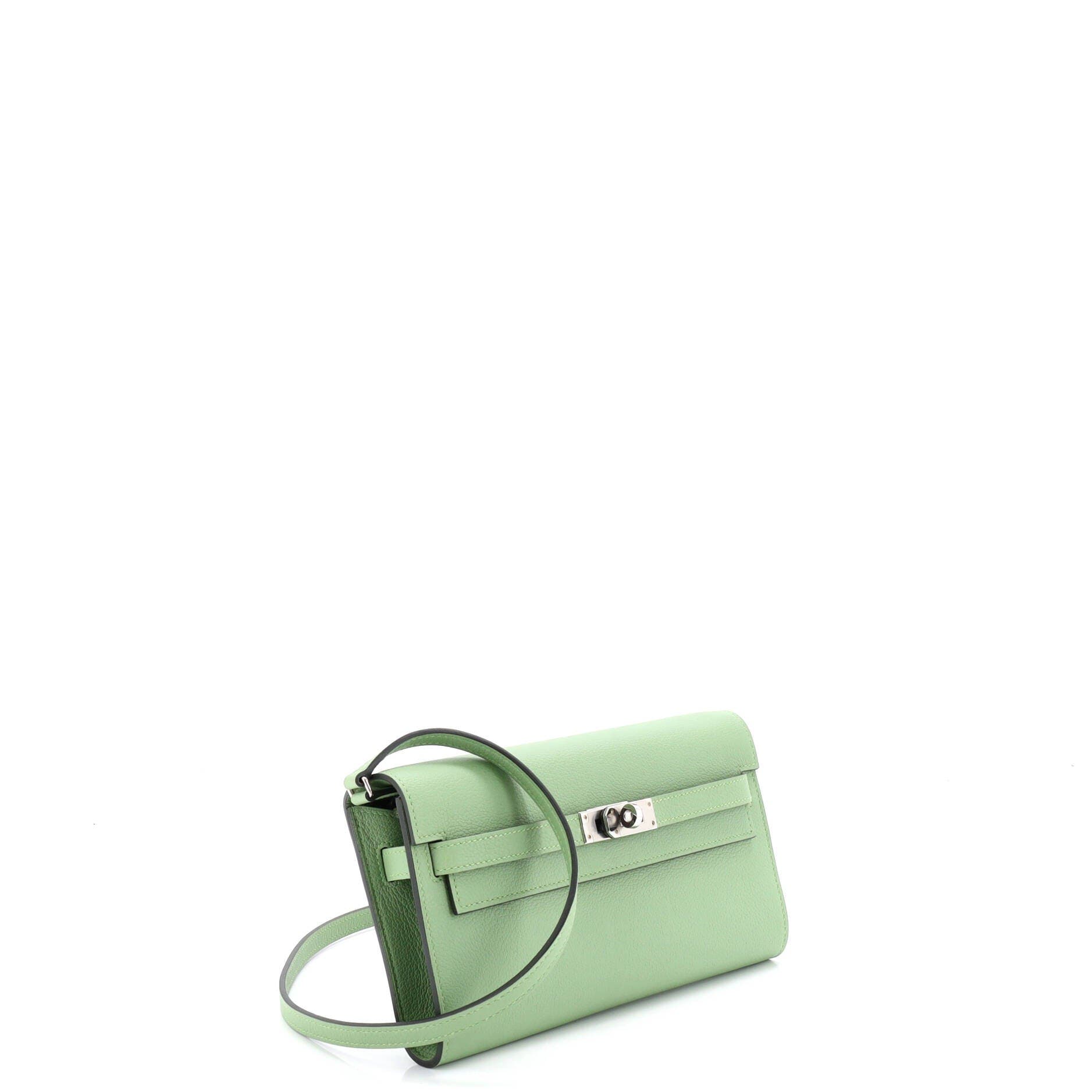 Pre-Owned Hermes Kelly To Go Wallet Evercolor, Alternate, color, Vert Criquet