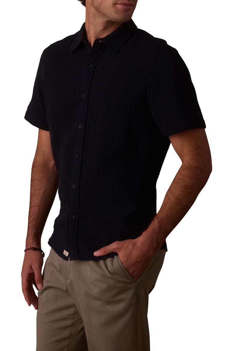 Kalo Cotton Gauze Short Sleeve Button-Up Shirt, Alternate, color, NAVY