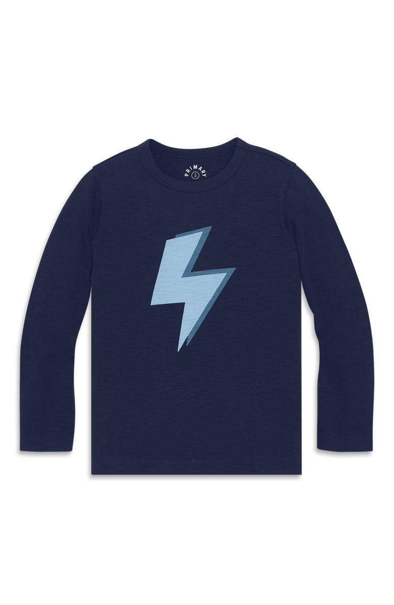 Primary Kids Long Sleeve Bolt Tee, Main, color, Navy