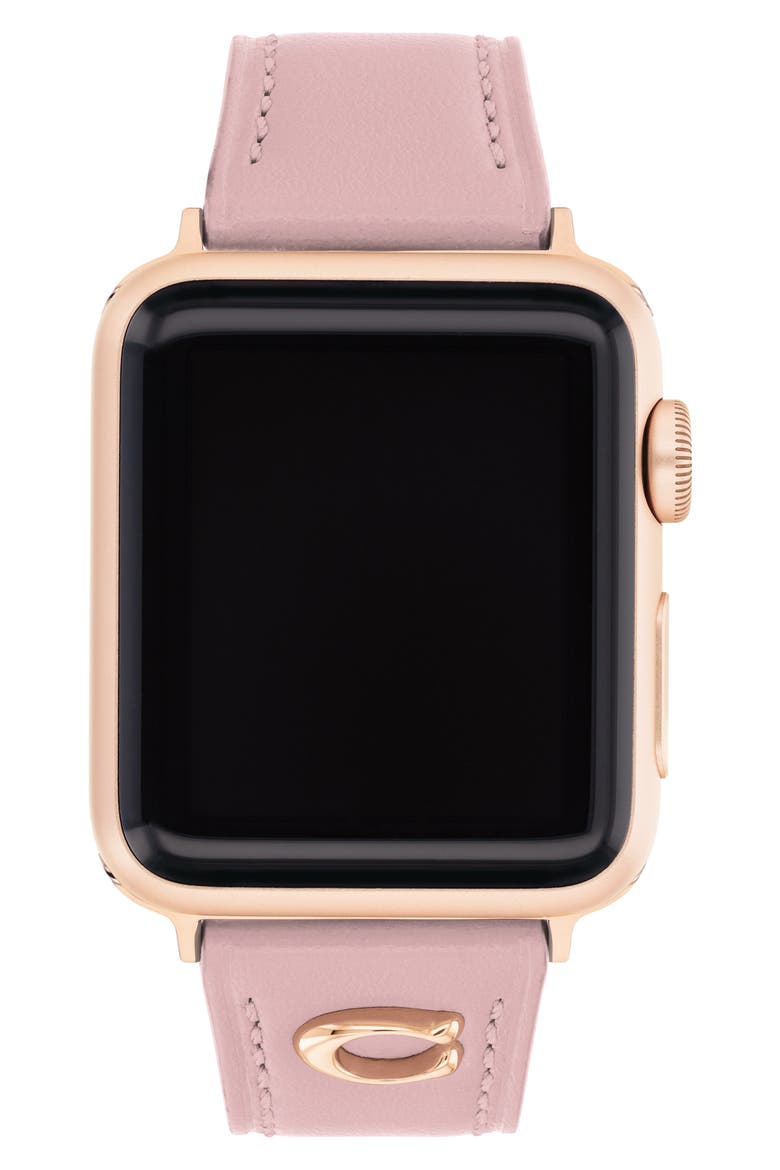 Leather Apple Watch® Watchband, Main, color, BLUSH
