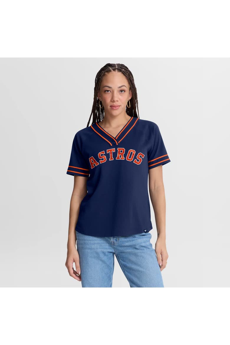 Women's Fanatics Navy Houston Astros Diva Race Ahead Raglan V-Neck T-Shirt, Main, color, Navy