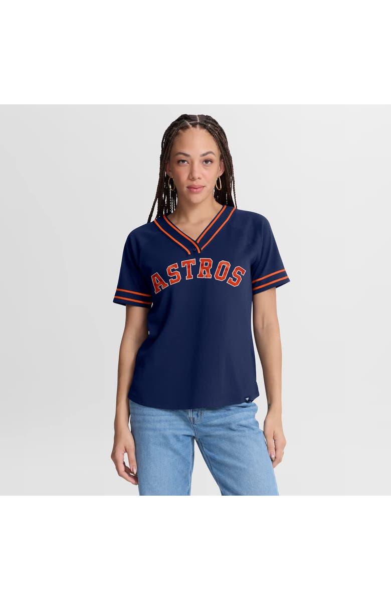 FANATICS Women's Fanatics Navy Houston Astros Diva Race Ahead Raglan V-Neck T-Shirt, Main, color, Navy