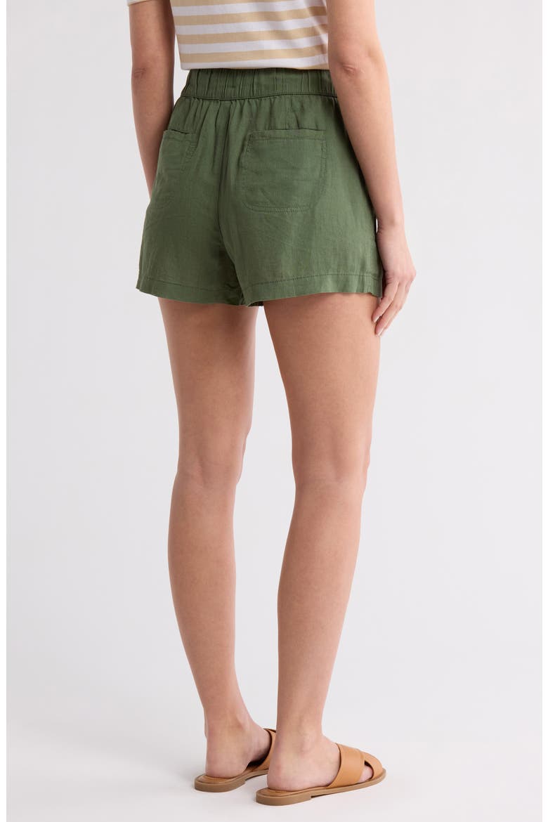 Drawstring Linen Blend Shorts, Alternate, color, GREEN BRONZE
