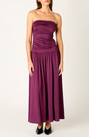 Nia Santal Strapless Jersey Midi Dress