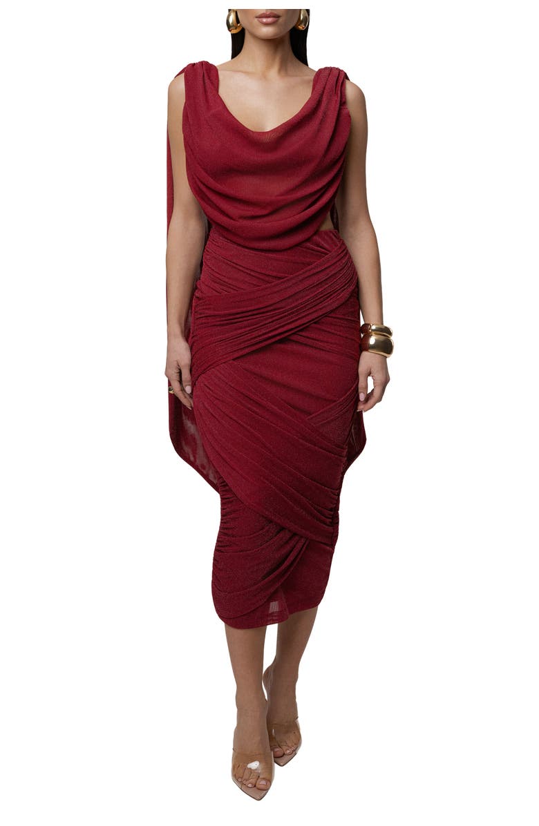 JLUXLABEL Divine Drape Skirt Set, Main, color, Red