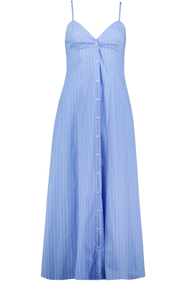 Adria Poplin Button Front Dress, Alternate, color, Blue Stripe
