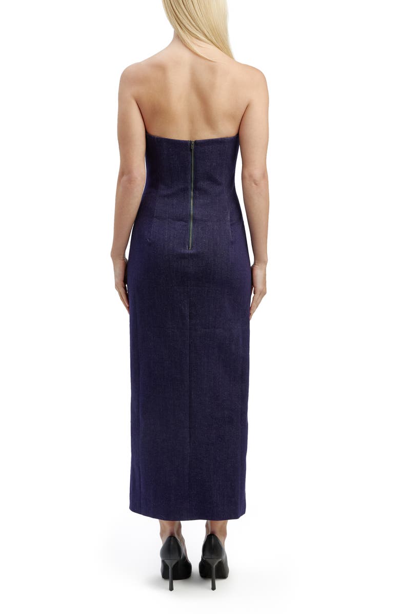 Bardot Eleni Strapless Plunge Neck Denim Dress, Alternate, color, Dark