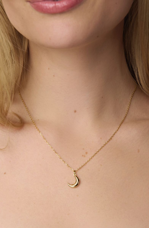 Little Sky Stone Crescent Moon Charm Necklace In Gold