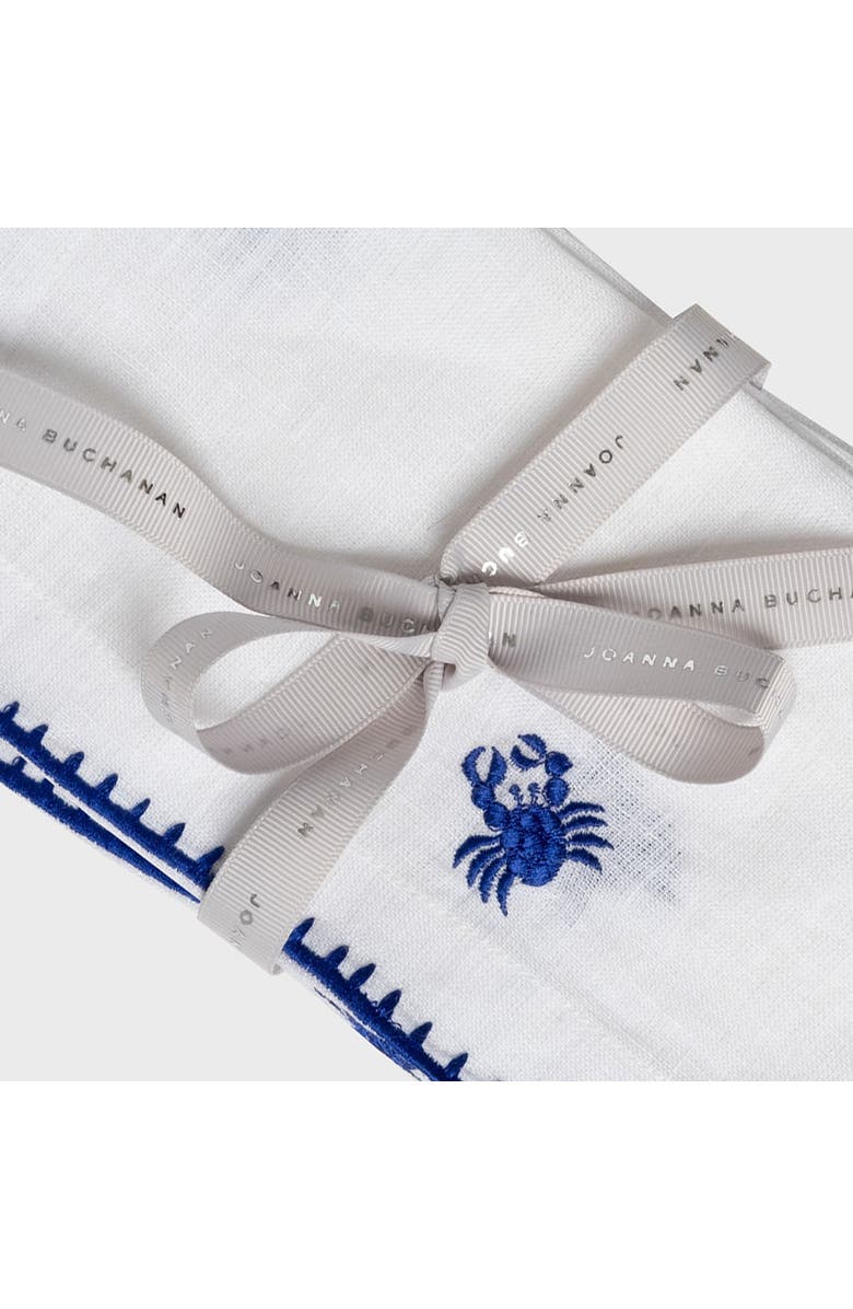 Joanna Buchanan Crab embroidered dinner napkins, white, set of two, Alternate, color, Blue