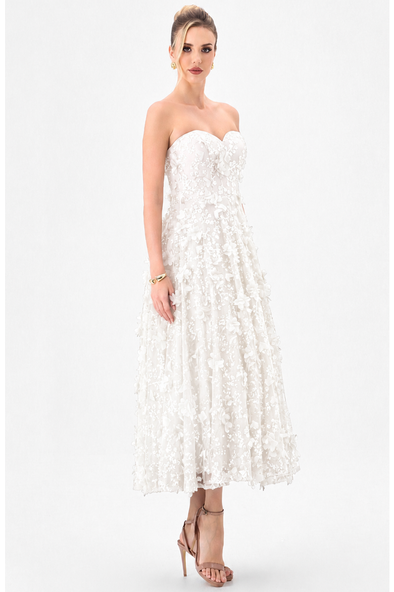 Adela Sweetheart Petal Midi, Alternate, color, WHITE