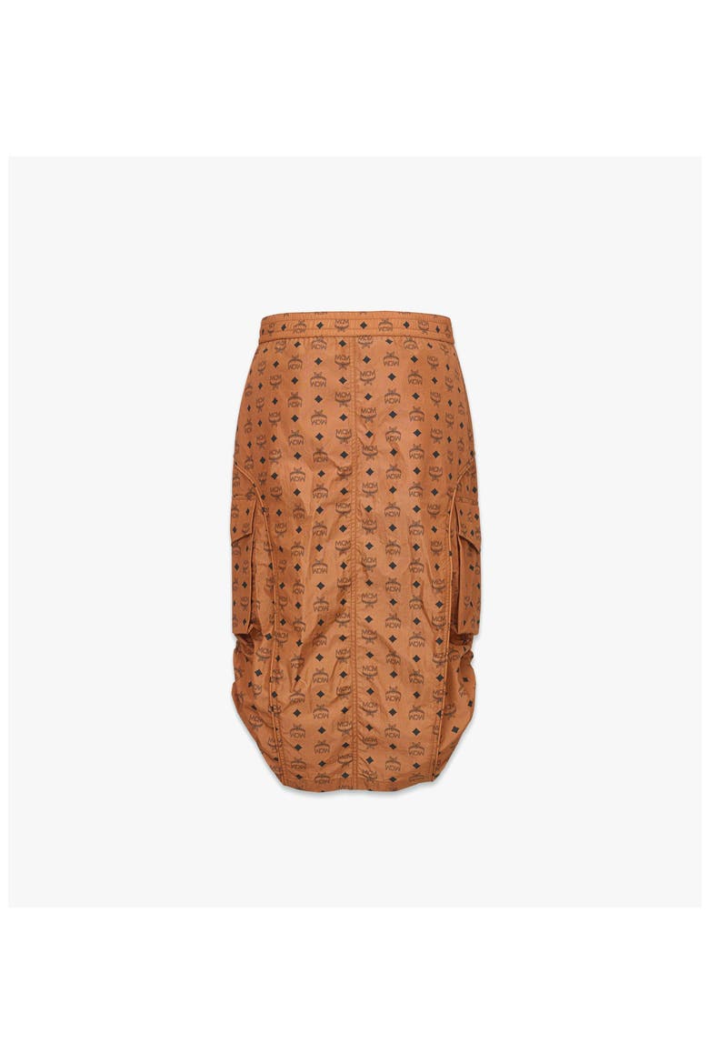 Monogram Print Skirt in ECONYL, Alternate, color, Cognac