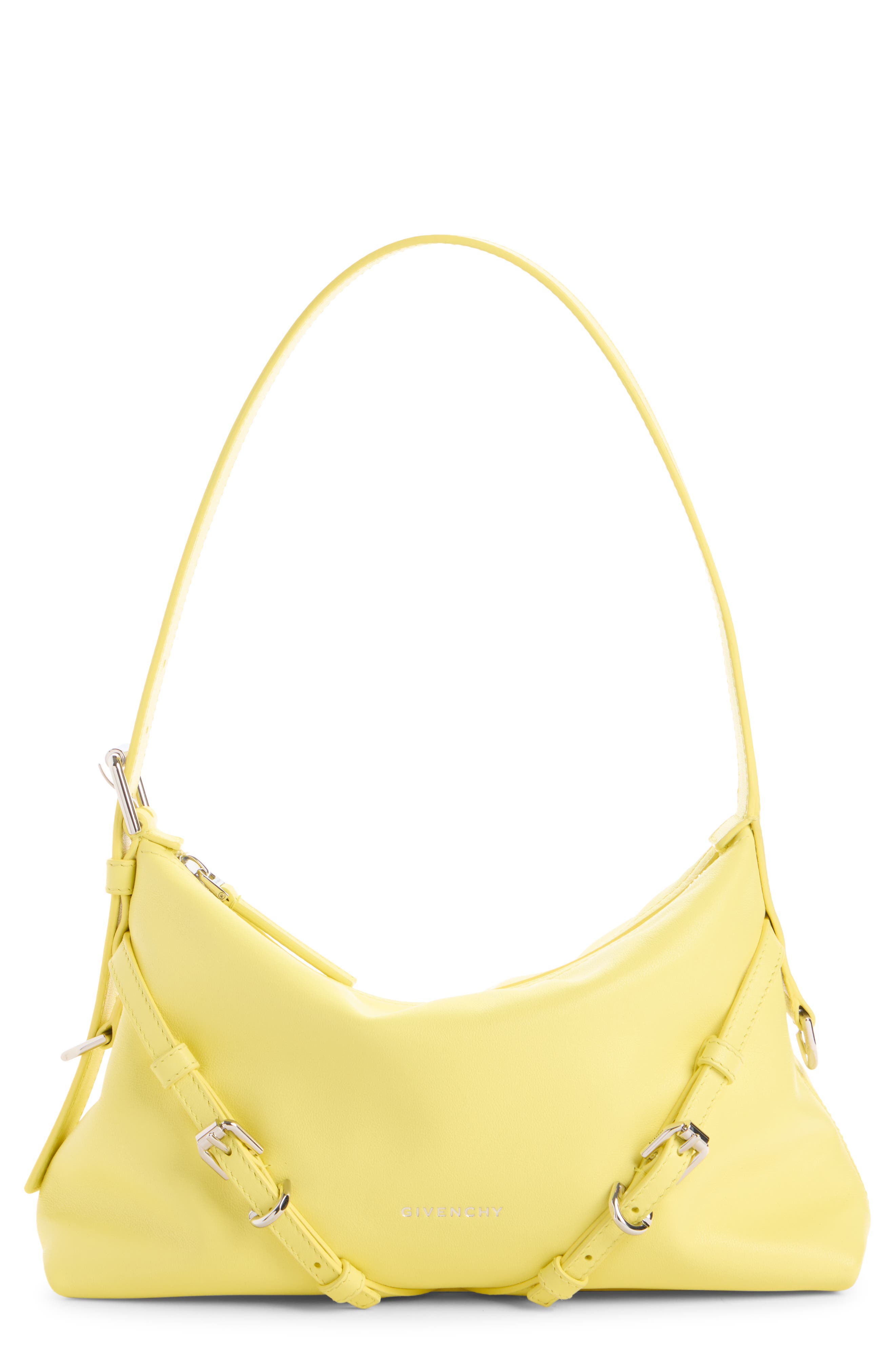 Givenchy Nano Voyou Leather Shoulder Bag, Main, color, 725-Acid Yellow