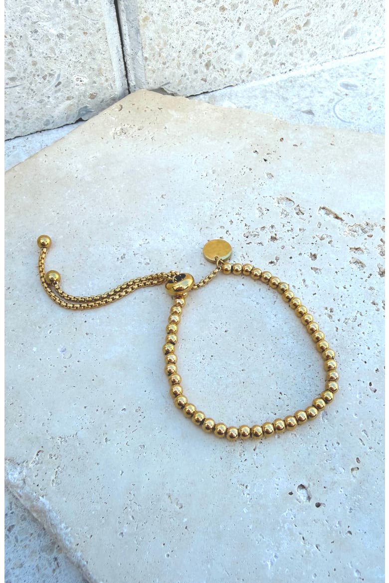 18K Gold Plated Beaded Slider Bracelet, Alternate, color, GOLD