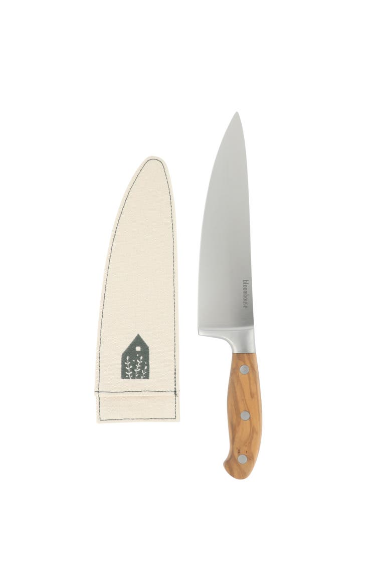 German Steel Chef Knife W/ Italian Olive Wood Forged Handle, Alternate, color, Natural Wood