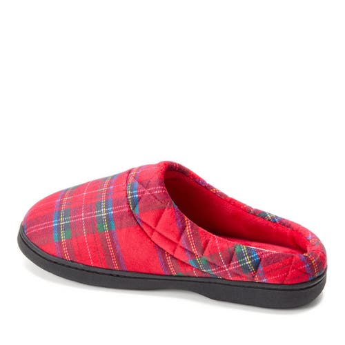 Dearfoams Darcy Quilted Cuff Velour Clog Slipper In Red