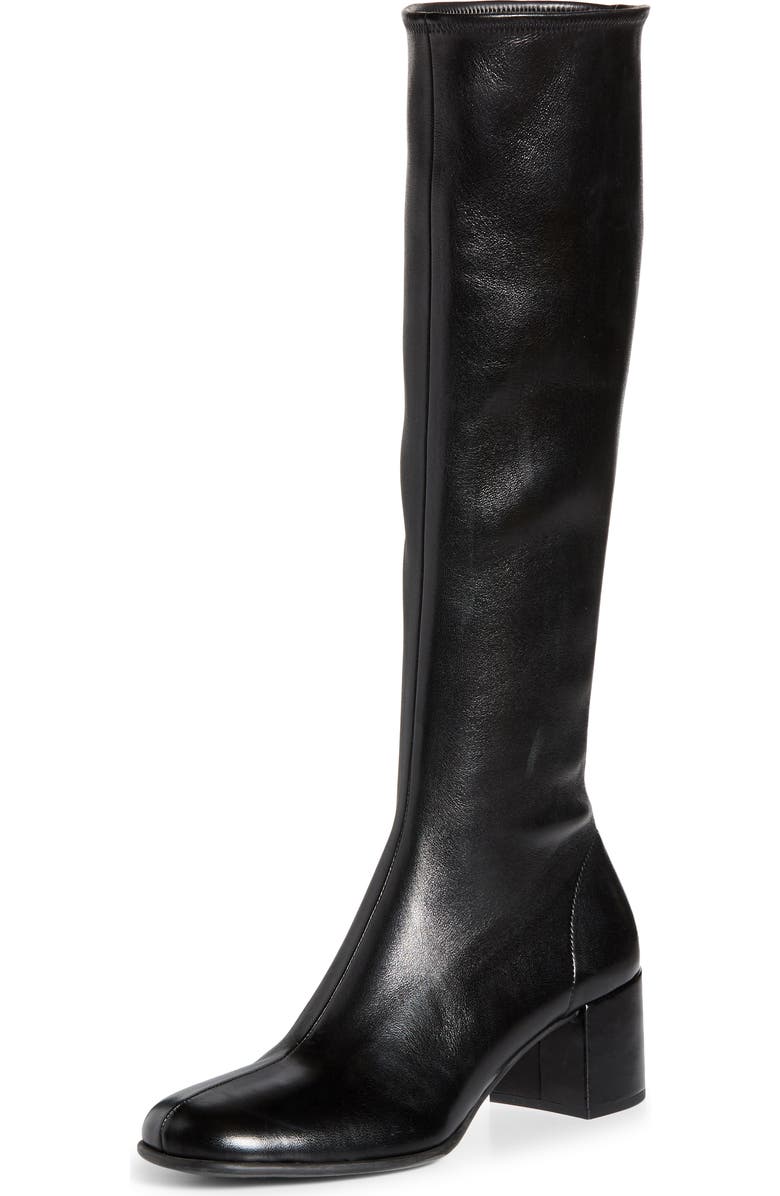 Prada Stretch Leather Knee High Boot, Main, color, Nero