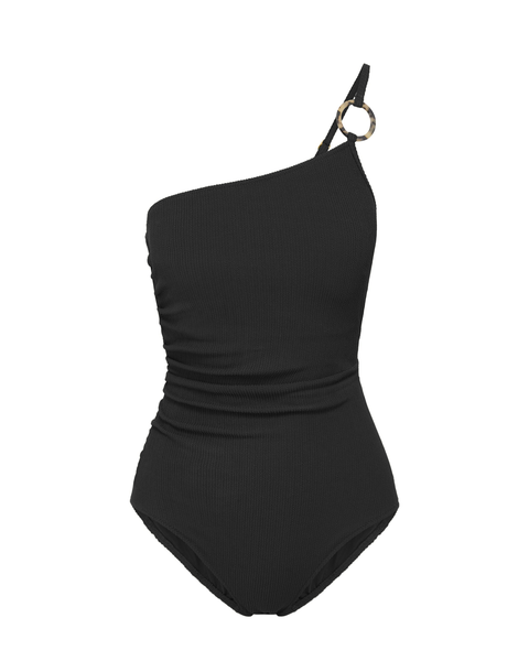 Kara One Shoulder Ring Trim One-Piece Swimsuit