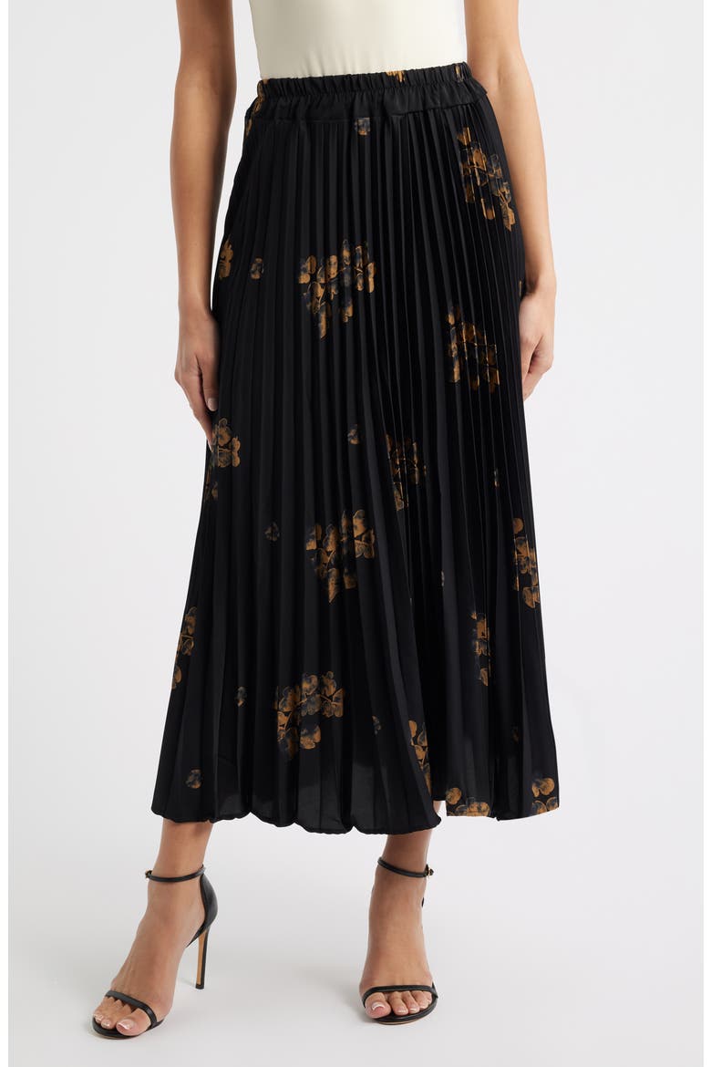 Alessandra Pleated Midi Skirt, Main, color, BLACK