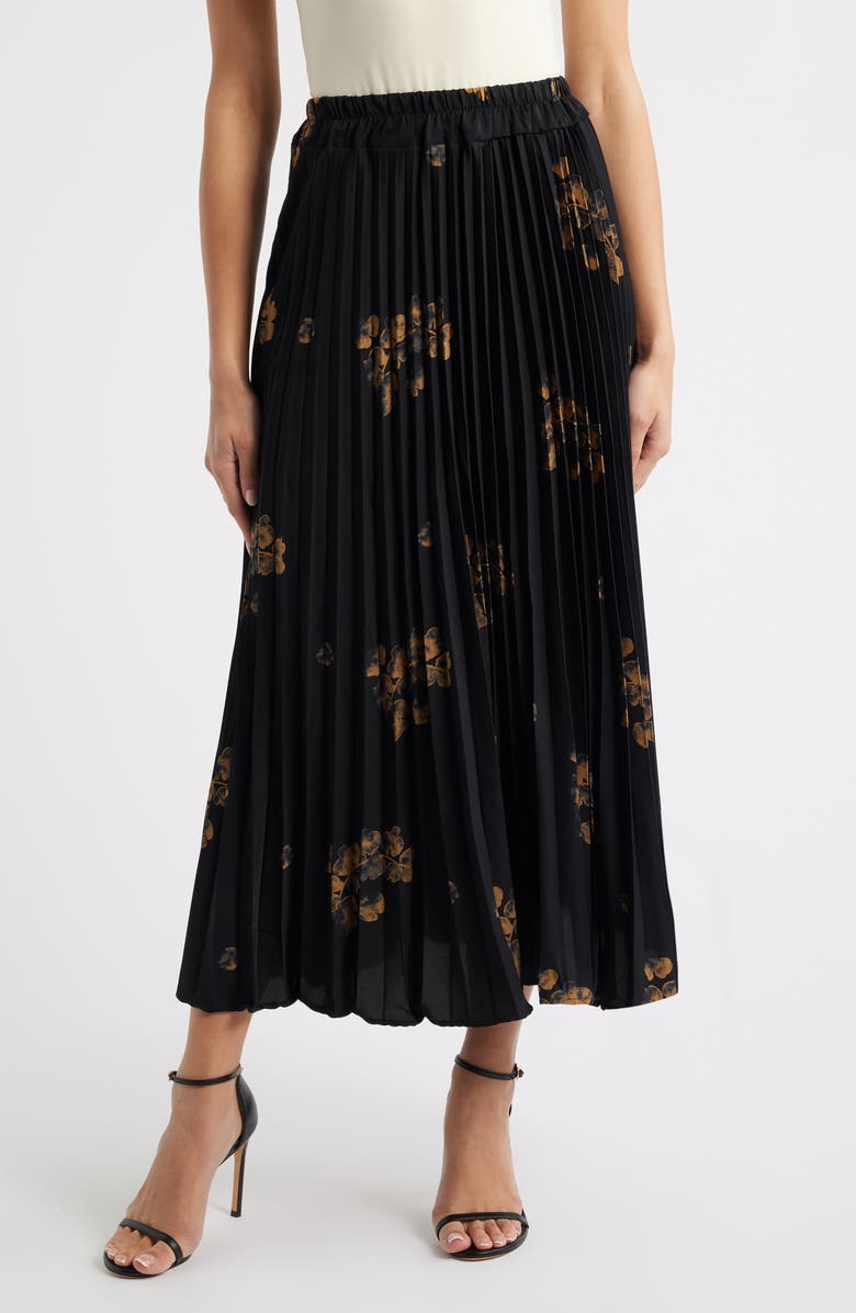 NIKKI LUND Alessandra Pleated Midi Skirt, Main, color, Black
