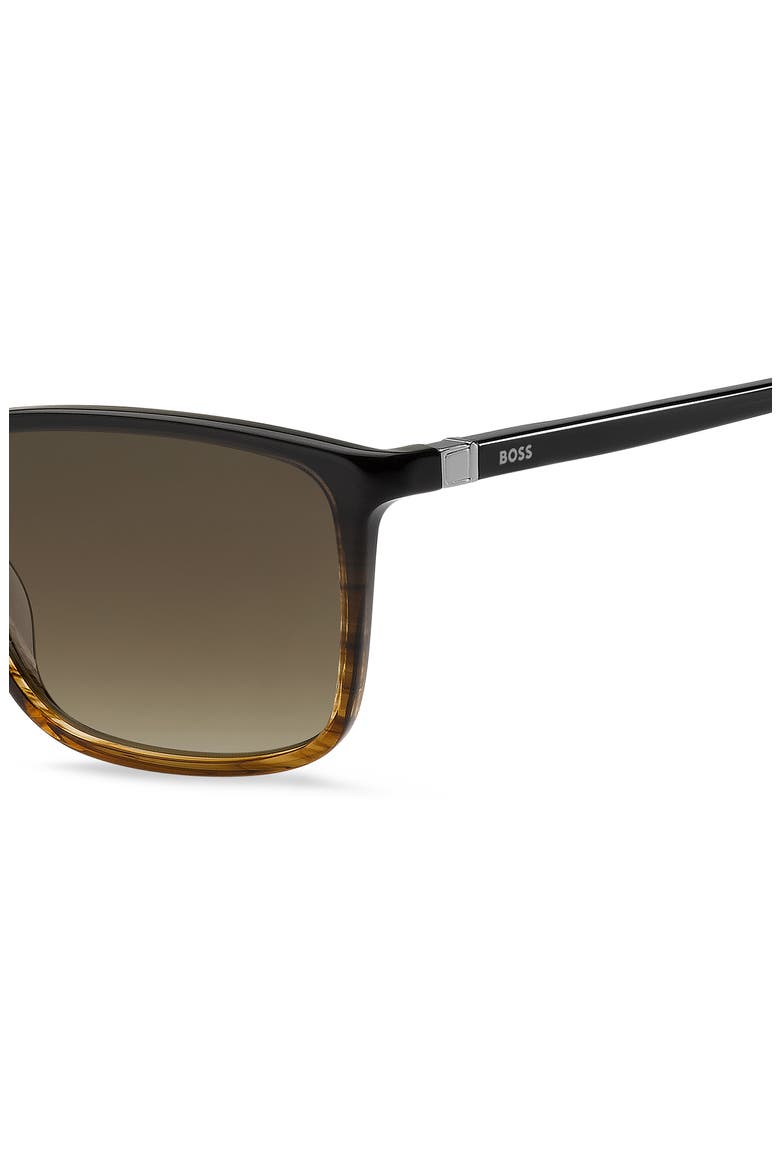 56mm Ombré Square Sunglasses, Alternate, color, BROWN HORN