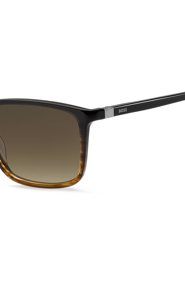 BOSS 56mm Ombré Square Sunglasses, Alternate, color, Brown Horn